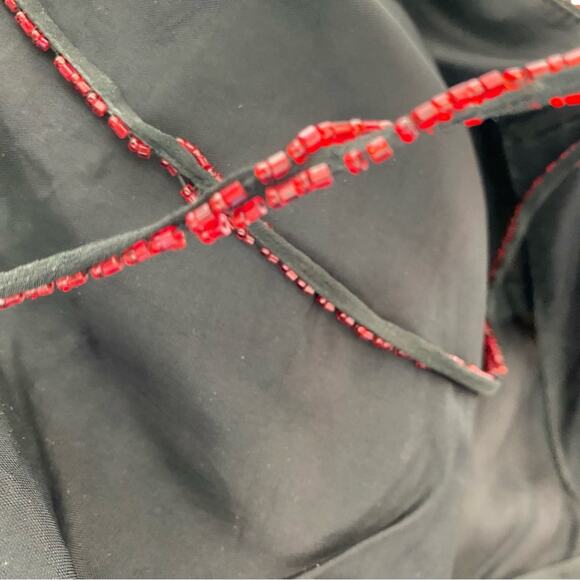 Zola Evening Red Sequin Beaded Fringe Hem Cocktail Evening Party Dress 8P petite - Picture 7 of 8